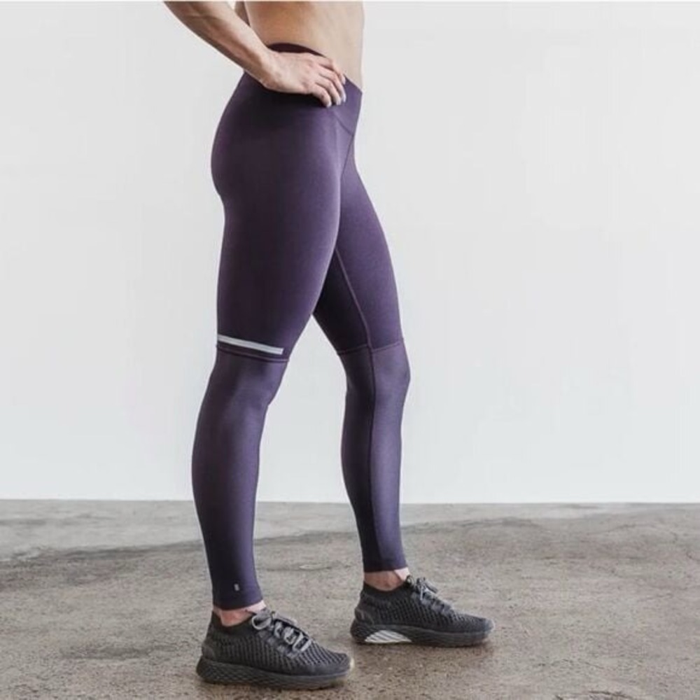 NOBULL Pace Tights Women's S Plum Purple Mid Rise Mesh Running Leggings